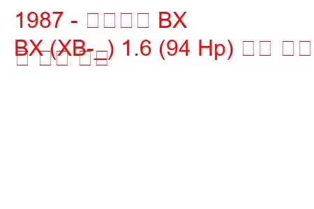 1987 - 시트로엥 BX
BX (XB-_) 1.6 (94 Hp) 연료 소비량 및 기술 사양