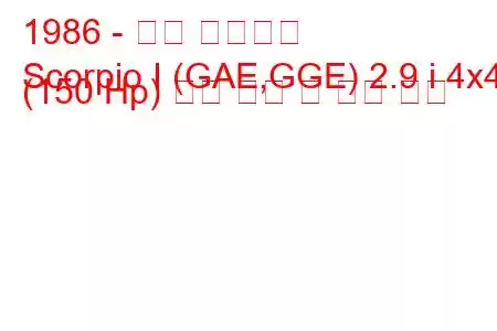 1986 - 포드 전갈자리
Scorpio I (GAE,GGE) 2.9 i 4x4 (150 Hp) 연료 소비 및 기술 사양