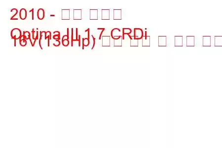 2010 - 기아 옵티마
Optima III 1.7 CRDi 16V(136Hp) 연료 소비 및 기술 사양