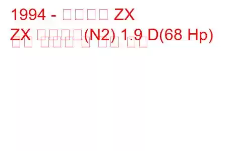 1994 - 시트로엥 ZX
ZX 브레이크(N2) 1.9 D(68 Hp) 연료 소비량 및 기술 사양