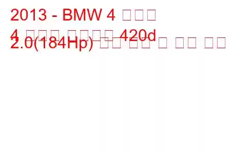 2013 - BMW 4 시리즈
4 시리즈 컨버터블 420d 2.0(184Hp) 연료 소비 및 기술 사양