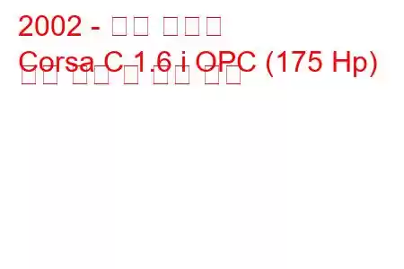 2002 - 오펠 코르사
Corsa C 1.6 i OPC (175 Hp) 연료 소비 및 기술 사양