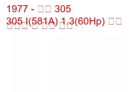 1977 - 푸조 305
305 I(581A) 1.3(60Hp) 연료 소비량 및 기술 사양