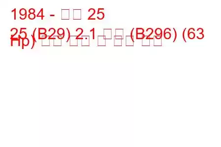 1984 - 르노 25
25 (B29) 2.1 디젤 (B296) (63 Hp) 연료 소비 및 기술 사양