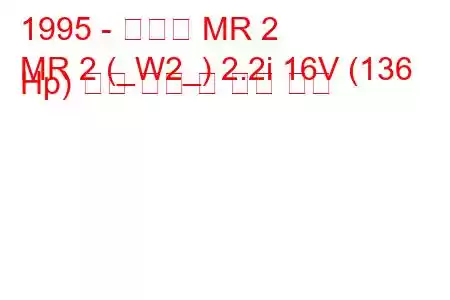 1995 - 토요타 MR 2
MR 2 (_W2_) 2.2i 16V (136 Hp) 연료 소비 및 기술 사양