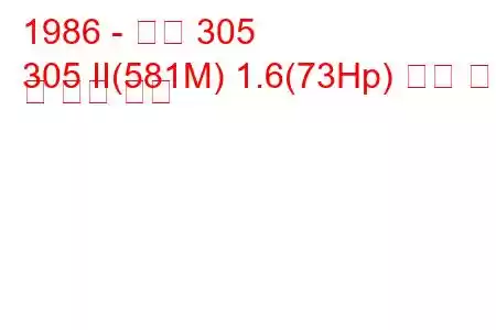 1986 - 푸조 305
305 II(581M) 1.6(73Hp) 연료 소비 및 기술 사양