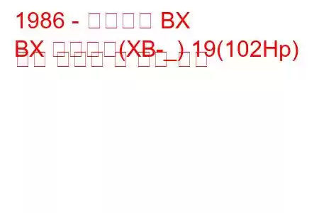 1986 - 시트로엥 BX
BX 브레이크(XB-_) 19(102Hp) 연료 소비량 및 기술 사양