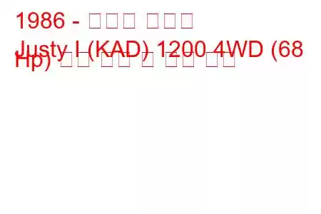 1986 - 스바루 저스티
Justy I (KAD) 1200 4WD (68 Hp) 연료 소비 및 기술 사양