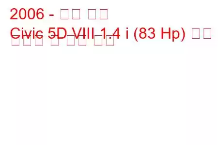 2006 - 혼다 시빅
Civic 5D VIII 1.4 i (83 Hp) 연료 소비량 및 기술 사양