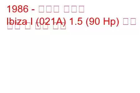 1986 - 세아트 이비자
Ibiza I (021A) 1.5 (90 Hp) 연료 소비 및 기술 사양