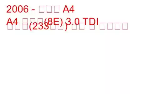 2006 - 아우디 A4
A4 아방트(8E) 3.0 TDI 콰트로(233마력) 연비 및 기술사양