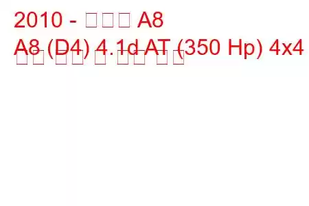 2010 - 아우디 A8
A8 (D4) 4.1d AT (350 Hp) 4x4 연료 소비 및 기술 사양