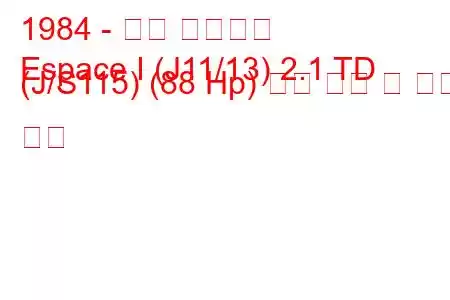 1984 - 르노 에스파스
Espace I (J11/13) 2.1 TD (J/S115) (88 Hp) 연료 소비 및 기술 사양