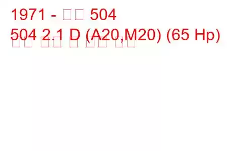 1971 - 푸조 504
504 2.1 D (A20,M20) (65 Hp) 연료 소비 및 기술 사양