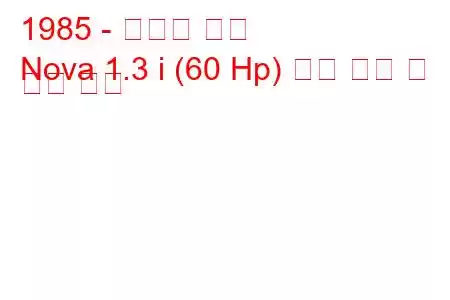 1985 - 복스홀 노바
Nova 1.3 i (60 Hp) 연료 소비 및 기술 사양
