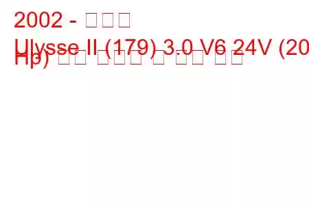 2002 - 피아트
Ulysse II (179) 3.0 V6 24V (204 Hp) 연료 소비량 및 기술 사양