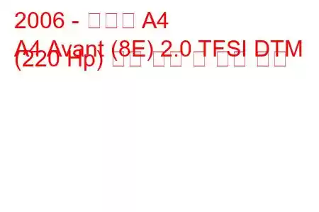 2006 - 아우디 A4
A4 Avant (8E) 2.0 TFSI DTM (220 Hp) 연료 소비 및 기술 사양
