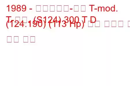 1989 - 메르세데스-벤츠 T-mod.
T-모드. (S124) 300 T D (124.190) (113 Hp) 연료 소비량 및 기술 사양