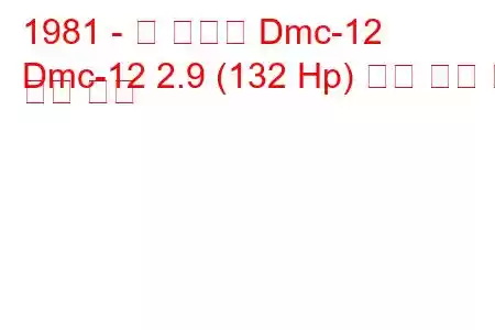 1981 - 드 로리안 Dmc-12
Dmc-12 2.9 (132 Hp) 연료 소비 및 기술 사양