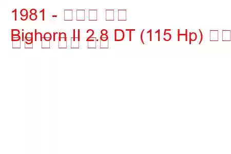 1981 - 이스즈 빅혼
Bighorn II 2.8 DT (115 Hp) 연료 소비 및 기술 사양