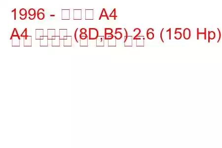 1996 - 아우디 A4
A4 아방트 (8D,B5) 2.6 (150 Hp) 연료 소비량 및 기술 사양