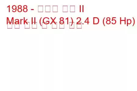 1988 - 토요타 마크 II
Mark II (GX 81) 2.4 D (85 Hp) 연료 소비 및 기술 사양