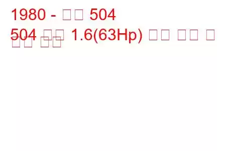 1980 - 푸조 504
504 픽업 1.6(63Hp) 연료 소비 및 기술 사양