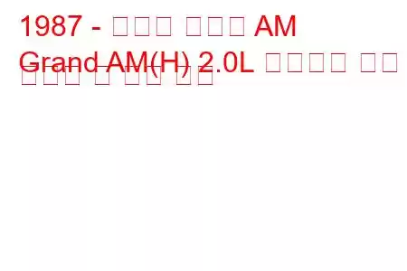 1987 - 폰티악 그랜드 AM
Grand AM(H) 2.0L 터보차저 연료 소비량 및 기술 사양