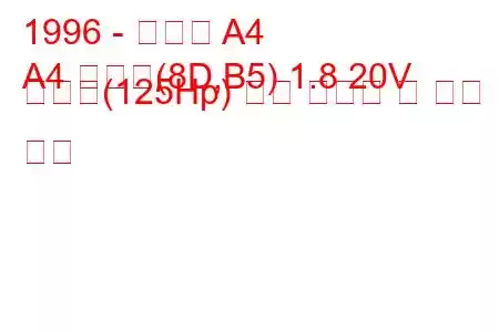 1996 - 아우디 A4
A4 아방트(8D,B5) 1.8 20V 콰트로(125Hp) 연료 소비량 및 기술 사양