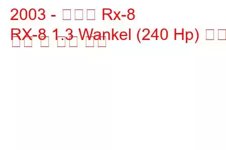 2003 - 마즈다 Rx-8
RX-8 1.3 Wankel (240 Hp) 연료 소비 및 기술 사양