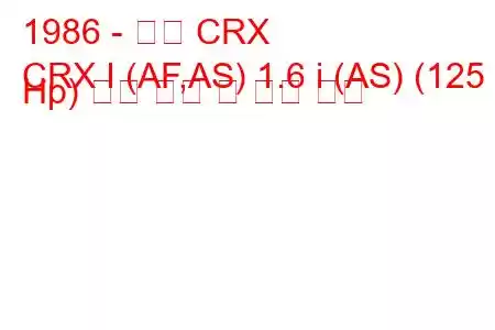 1986 - 혼다 CRX
CRX I (AF,AS) 1.6 i (AS) (125 Hp) 연료 소비 및 기술 사양