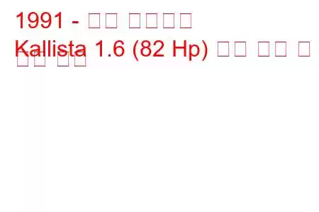 1991 - 쌍용 칼리스타
Kallista 1.6 (82 Hp) 연료 소비 및 기술 사양