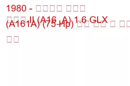 1980 - 미쓰비시 삿포로
삿포로 II (A16_A) 1.6 GLX (A161A) (75 Hp) 연료 소비 및 기술 사양