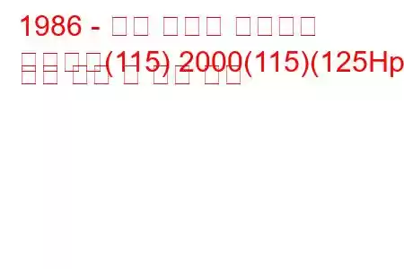 1986 - 알파 로미오 스파이더
스파이더(115) 2000(115)(125Hp) 연료 소비 및 기술 사양