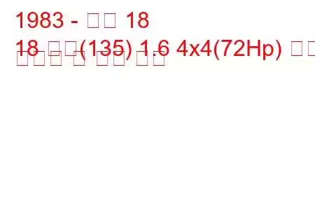 1983 - 르노 18
18 가변(135) 1.6 4x4(72Hp) 연료 소비량 및 기술 사양