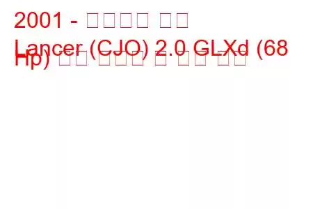 2001 - 힌두스탄 랜서
Lancer (CJO) 2.0 GLXd (68 Hp) 연료 소비량 및 기술 사양