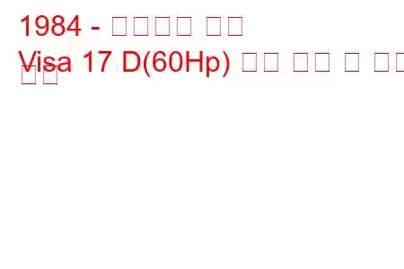 1984 - 시트로엥 비자
Visa 17 D(60Hp) 연료 소비 및 기술 사양