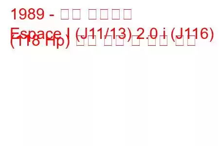 1989 - 르노 에스파스
Espace I (J11/13) 2.0 i (J116) (118 Hp) 연료 소비 및 기술 사양