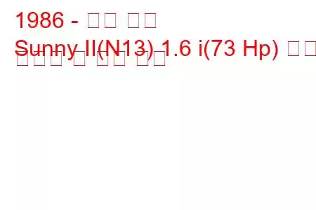 1986 - 닛산 써니
Sunny II(N13) 1.6 i(73 Hp) 연료 소비량 및 기술 사양