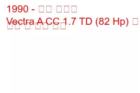 1990 - 오펠 벡트라
Vectra A CC 1.7 TD (82 Hp) 연료 소비 및 기술 사양