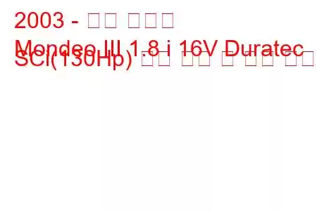 2003 - 포드 몬데오
Mondeo III 1.8 i 16V Duratec SCi(130Hp) 연료 소비 및 기술 사양