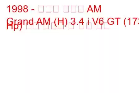 1998 - 폰티악 그랜드 AM
Grand AM (H) 3.4 i V6 GT (173 Hp) 연료 소비량 및 기술 사양