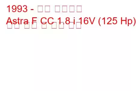 1993 - 오펠 아스트라
Astra F CC 1.8 i 16V (125 Hp) 연료 소비 및 기술 사양