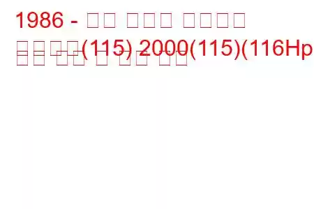 1986 - 알파 로미오 스파이더
스파이더(115) 2000(115)(116Hp) 연료 소비 및 기술 사양