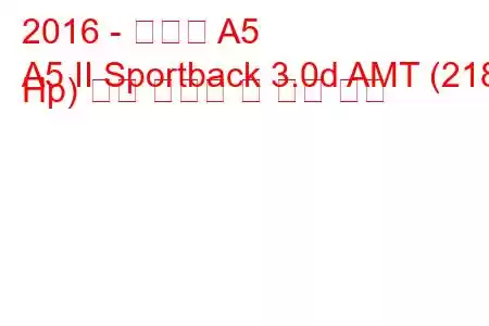 2016 - 아우디 A5
A5 II Sportback 3.0d AMT (218 Hp) 연료 소비량 및 기술 사양