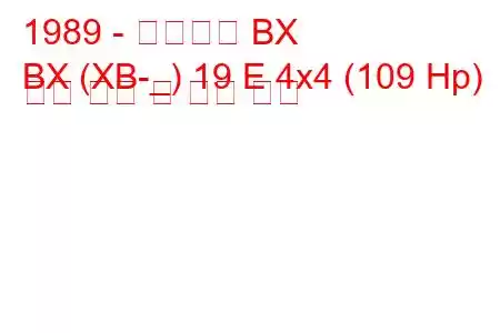 1989 - 시트로엥 BX
BX (XB-_) 19 E 4x4 (109 Hp) 연료 소비 및 기술 사양