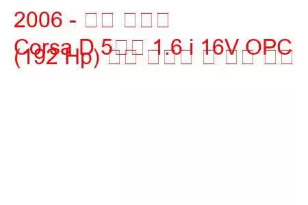 2006 - 오펠 코르사
Corsa D 5도어 1.6 i 16V OPC (192 Hp) 연료 소비량 및 기술 사양