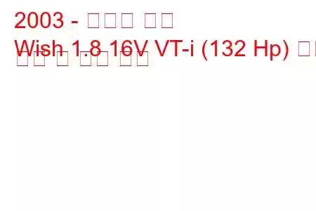 2003 - 토요타 위시
Wish 1.8 16V VT-i (132 Hp) 연료 소비 및 기술 사양