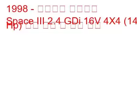 1998 - 미쓰비시 스페이스
Space III 2.4 GDi 16V 4X4 (147 Hp) 연료 소비 및 기술 사양