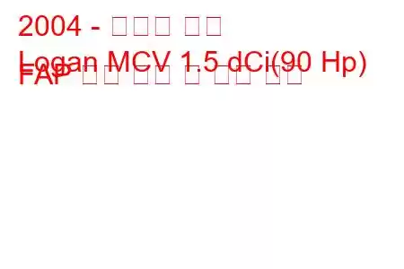 2004 - 다시아 로건
Logan MCV 1.5 dCi(90 Hp) FAP 연료 소비 및 기술 사양